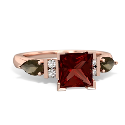 garnet-smoky quartz engagement ring