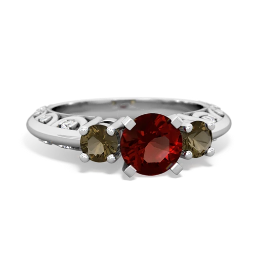 garnet-smoky quartz engagement ring