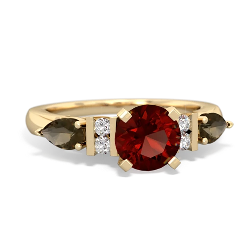 Garnet Genuine Garnet with Genuine Smoky Quartz and Lab Created Ruby Engagement ring Ring