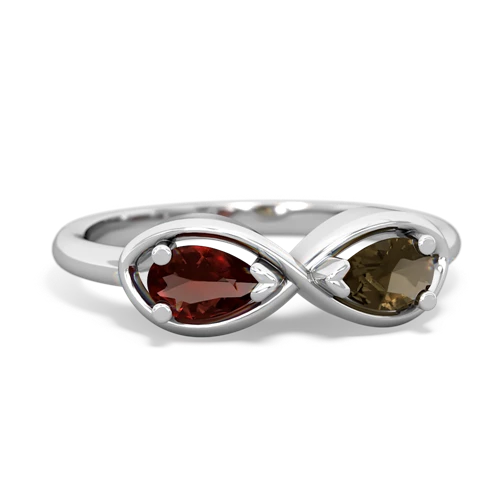 garnet-smoky quartz infinity ring