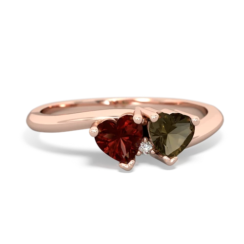 garnet-smoky quartz sweethearts promise ring