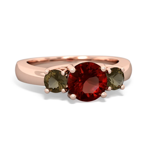 garnet-smoky quartz timeless ring