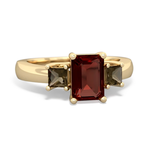 garnet-smoky quartz timeless ring