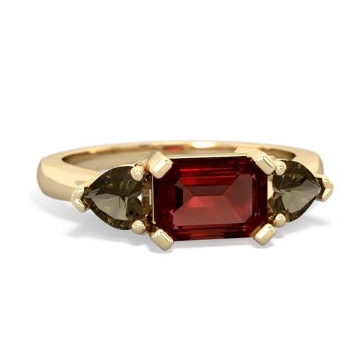 garnet-smoky quartz timeless ring