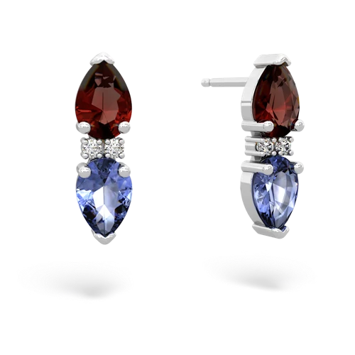 garnet-tanzanite bowtie earrings