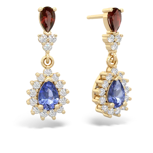 garnet-tanzanite dangle earrings