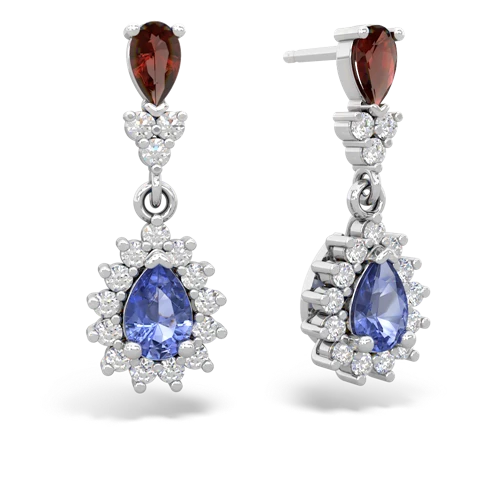 garnet-tanzanite dangle earrings