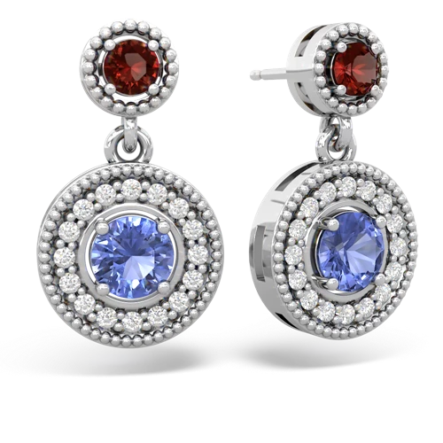garnet-tanzanite halo earrings