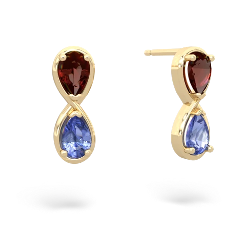 garnet-tanzanite infinity earrings