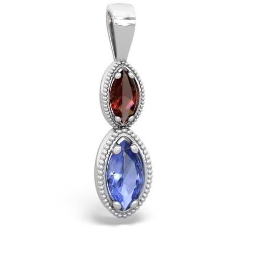 garnet-tanzanite antique milgrain pendant
