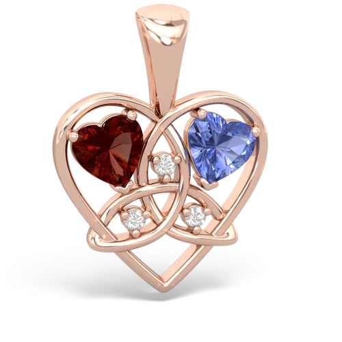 garnet-tanzanite celtic heart pendant