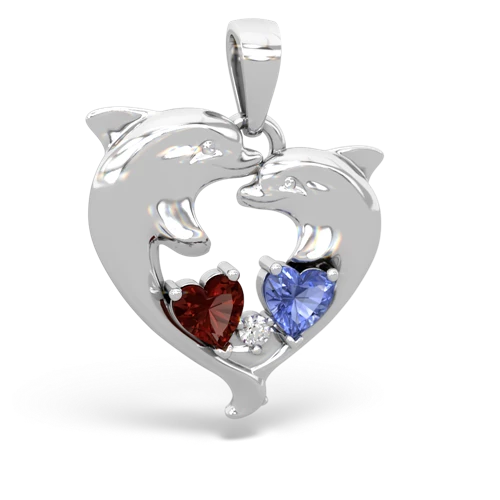 garnet-tanzanite dolphins pendant