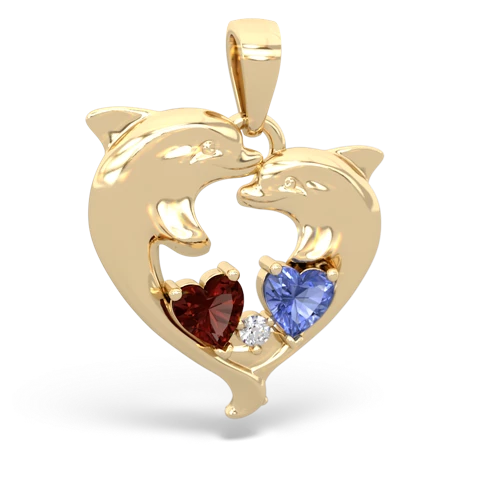 garnet-tanzanite dolphins pendant