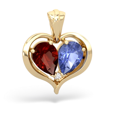 garnet-tanzanite half heart whole pendant