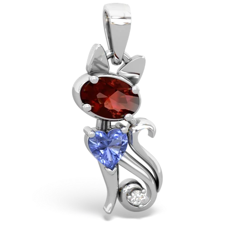 garnet-tanzanite kitten pendant