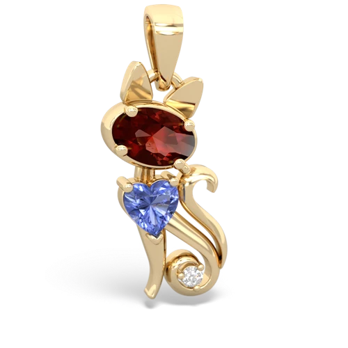 garnet-tanzanite kitten pendant