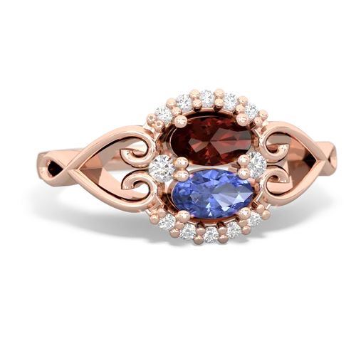 garnet-tanzanite antique keepsake ring