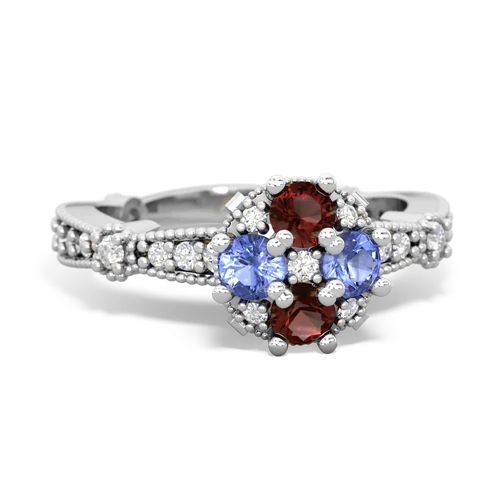 garnet-tanzanite art deco engagement ring