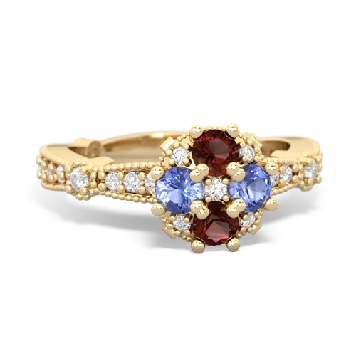 garnet-tanzanite art deco engagement ring