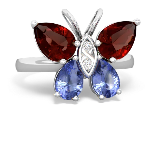 garnet-tanzanite butterfly ring