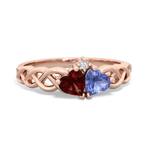 garnet-tanzanite celtic braid ring