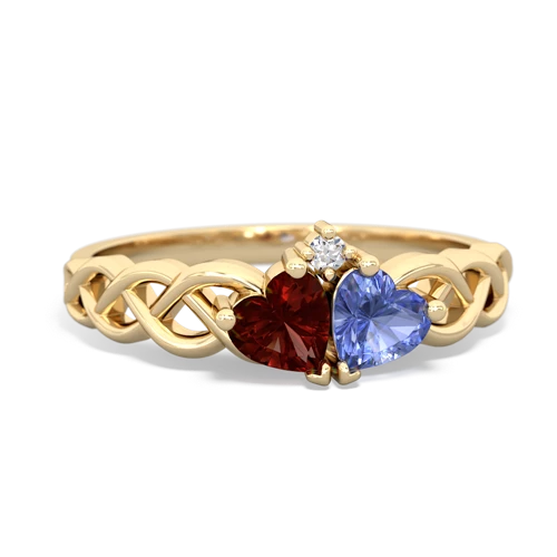 garnet-tanzanite celtic braid ring