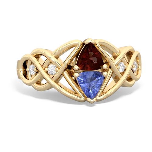 garnet-tanzanite celtic knot ring
