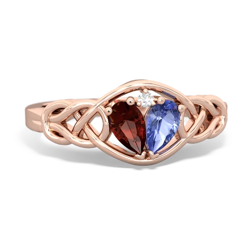 garnet-tanzanite celtic knot ring