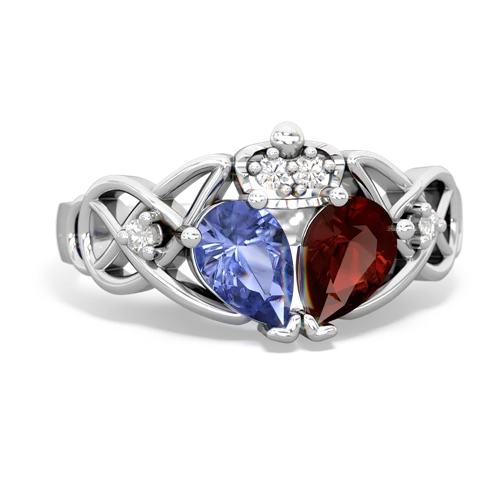 garnet-tanzanite claddagh ring