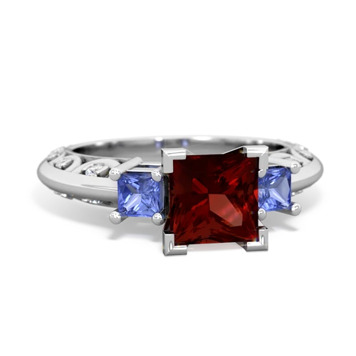 Garnet Genuine Garnet with Genuine Tanzanite and Genuine Garnet Art Deco ring Ring