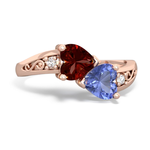 garnet-tanzanite filligree ring