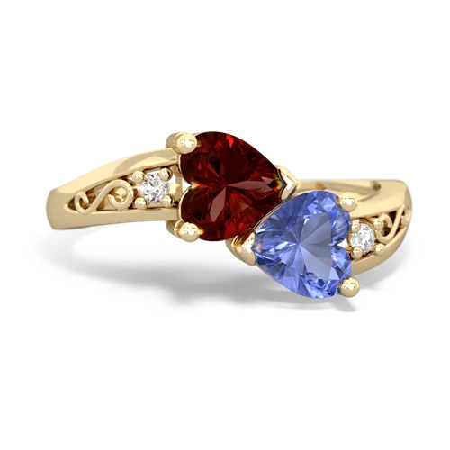 garnet-tanzanite filligree ring