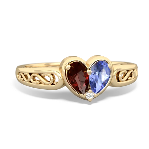 garnet-tanzanite filligree ring