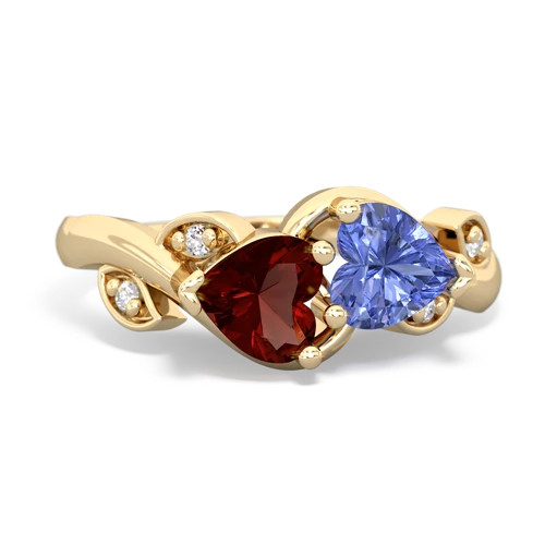 garnet-tanzanite floral keepsake ring