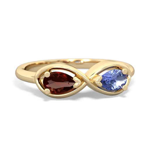 garnet-tanzanite infinity ring