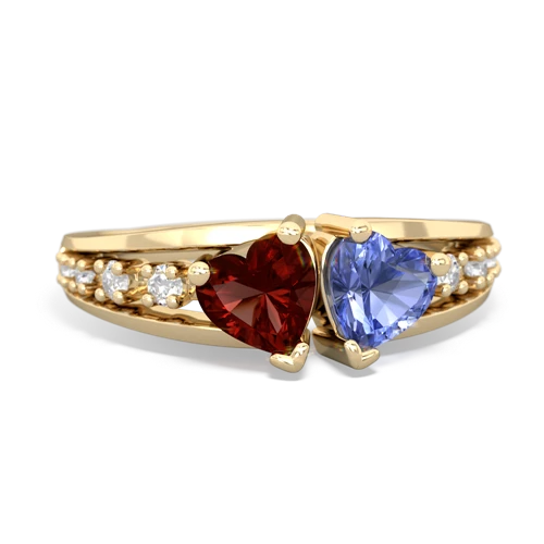 garnet-tanzanite modern ring