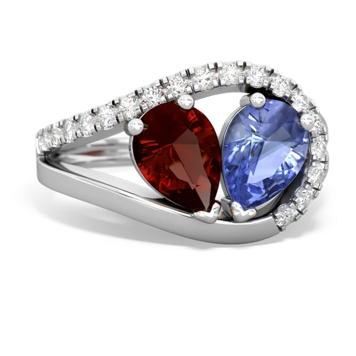 garnet-tanzanite pave heart ring