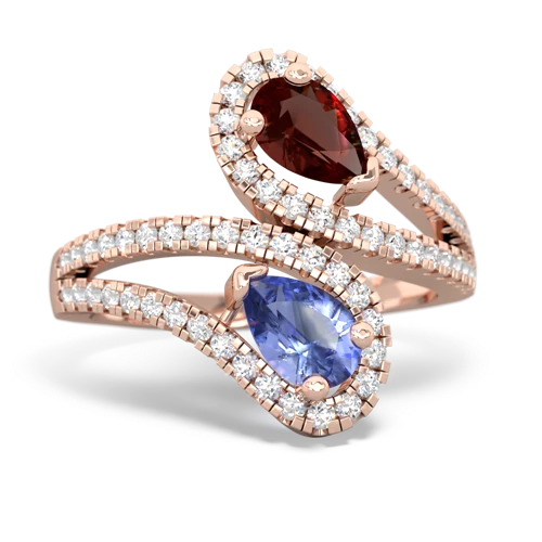 garnet-tanzanite pave swirls ring