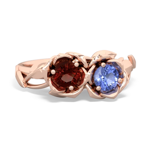 garnet-tanzanite roses ring