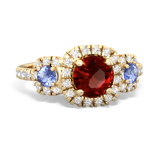 garnet-tanzanite three stone regal ring