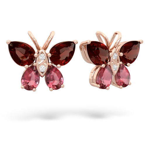 garnet-tourmaline butterfly earrings
