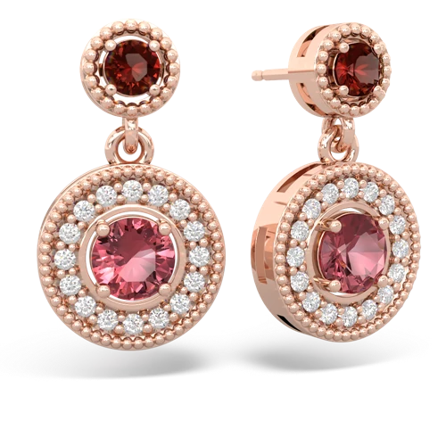 garnet-tourmaline halo earrings