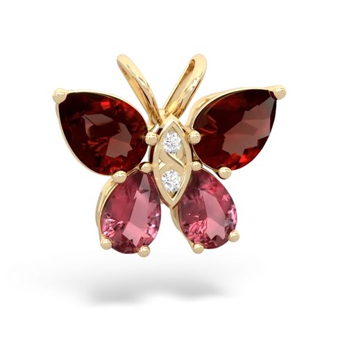 garnet-tourmaline butterfly pendant