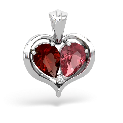 garnet-tourmaline half heart whole pendant