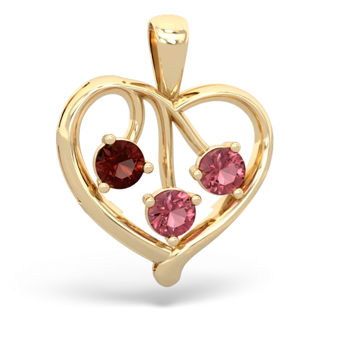 garnet-tourmaline love heart pendant