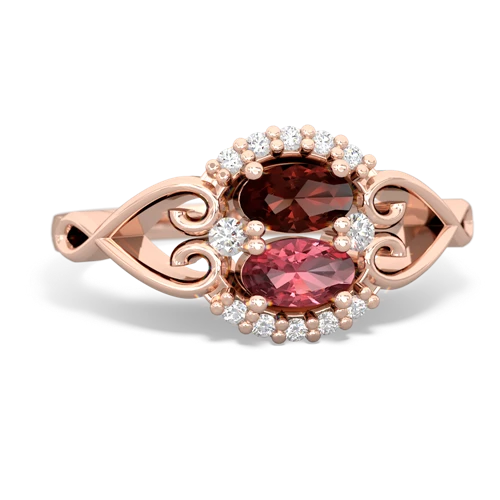 Garnet Genuine Garnet with Genuine Pink Tourmaline Love Nest ring Ring