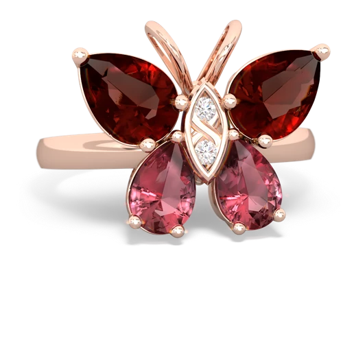 garnet-tourmaline butterfly ring