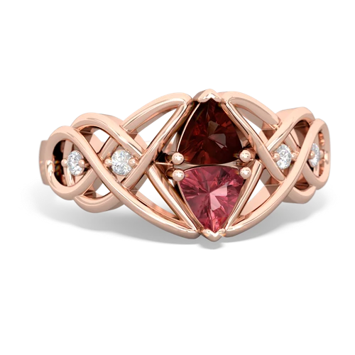 Garnet Genuine Garnet with Genuine Pink Tourmaline Keepsake Celtic Knot ring Ring