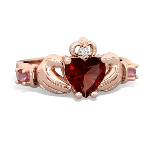 Garnet Genuine Garnet with Genuine Pink Tourmaline and Genuine Tanzanite Claddagh ring Ring