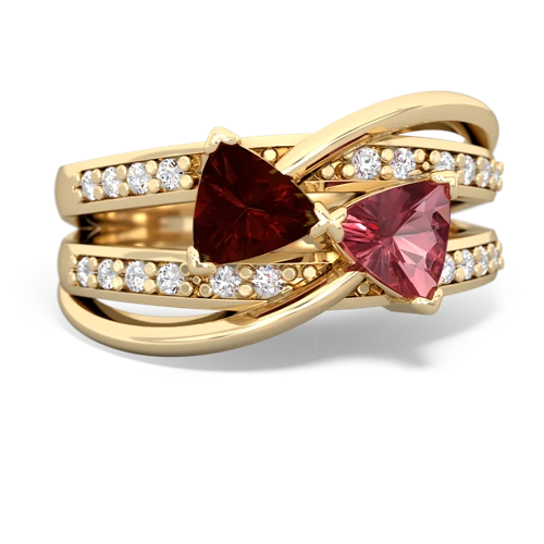 Garnet Genuine Garnet with Genuine Pink Tourmaline Bowtie ring Ring